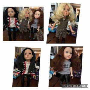 3 Our Generation (Toys R Us brand) 18 inch posable dolls, clothes & accessories